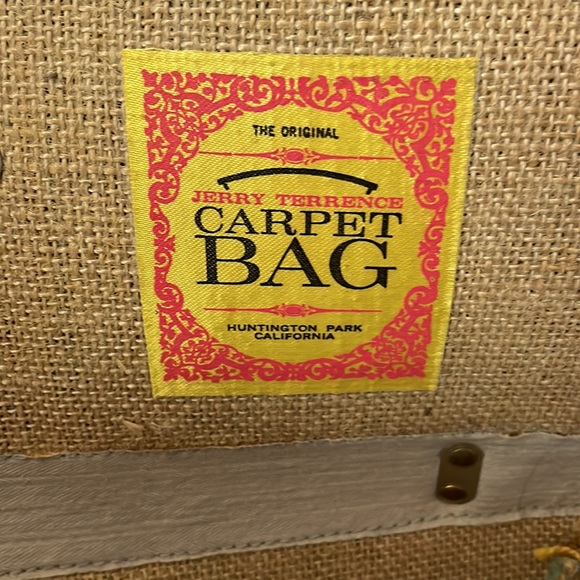 Jerry Terrence vintage carpet bag the original gold hardware brown strap multi - Picture 5 of 15